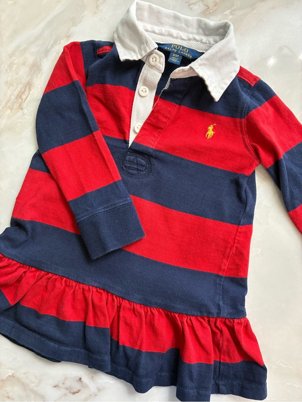 Polo by Ralph Lauren Red and Navy Striped Rugby Dress